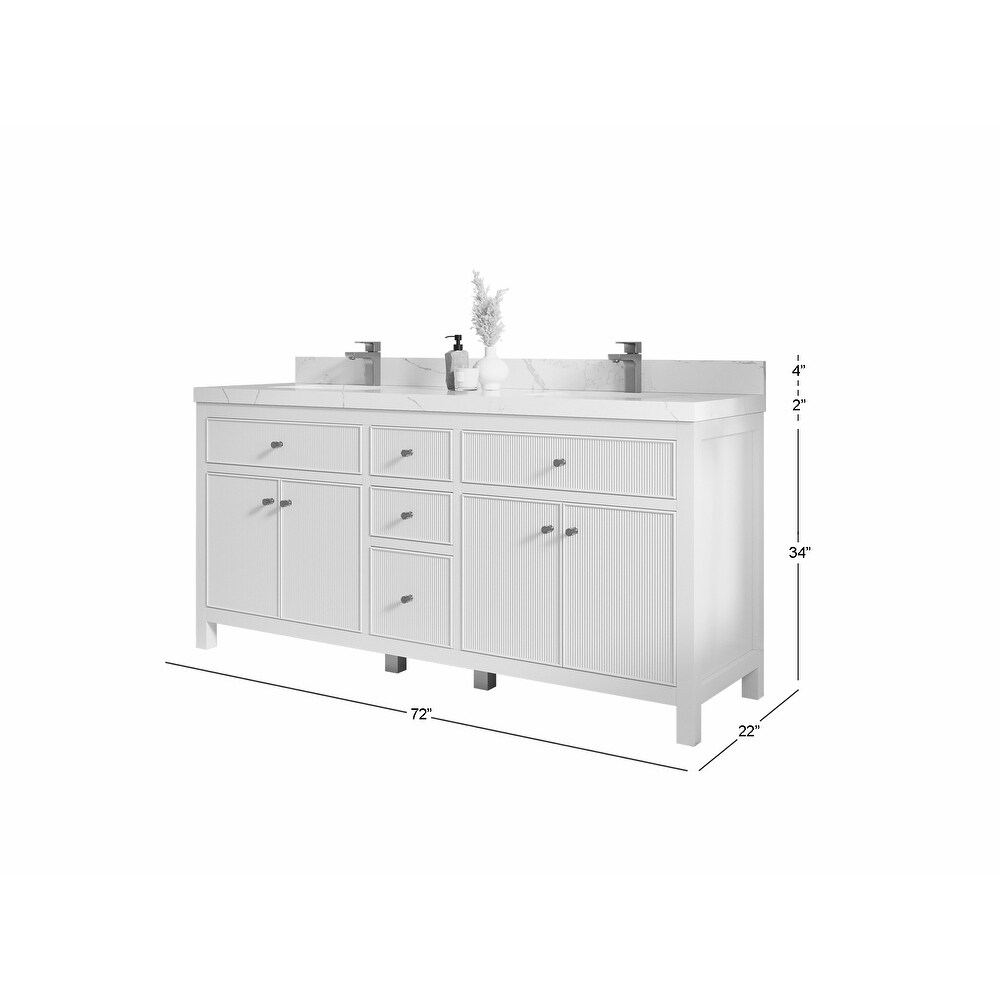 Queen 72 Sonoma White Wall Mount Double Sink Modern Bathroom Vanity