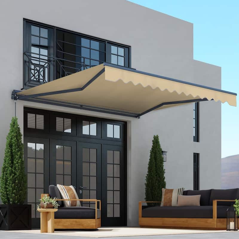 ALEKO Moroccan Semi-Cassette Motorized Patio Awning - Desert Sand - 13 x 10 Feet