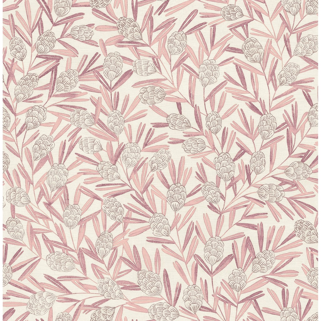 A-Street Prints Zulma Pink Decorative Botanical Wallpaper