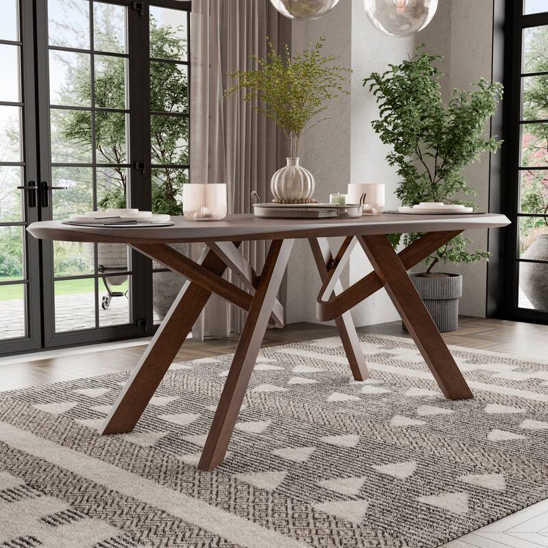 Furniture of America Abigail VI Mid-Century Modern 5-Piece Walnut Solid Wood Dining Set