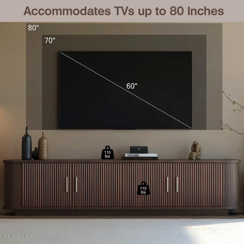Modern 70" TV Stand for TVs up to 80", Media Entertainment Center with Storage Cabinet