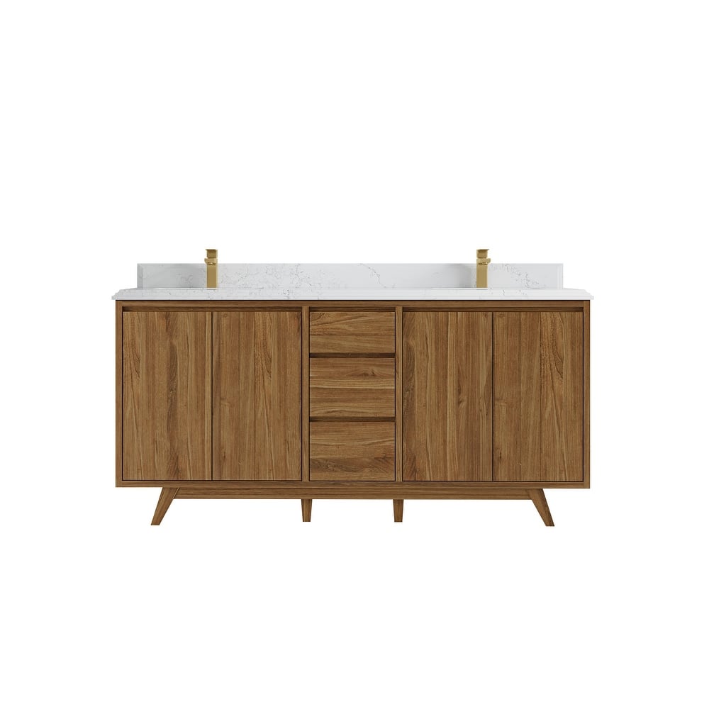 Willow Collections 72 in. W x 22 in. D s Madison Teak Double Sink Bathroom Vanity with Countertop