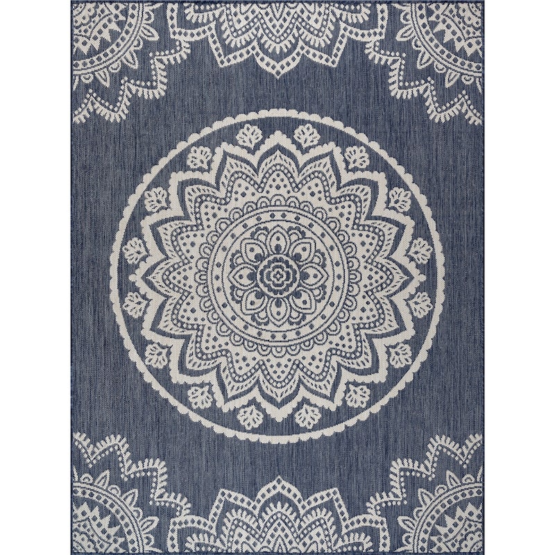 Beverly Rug Waikiki Insignia Modern Indoor Outdoor Rug - 8X10 - Blue