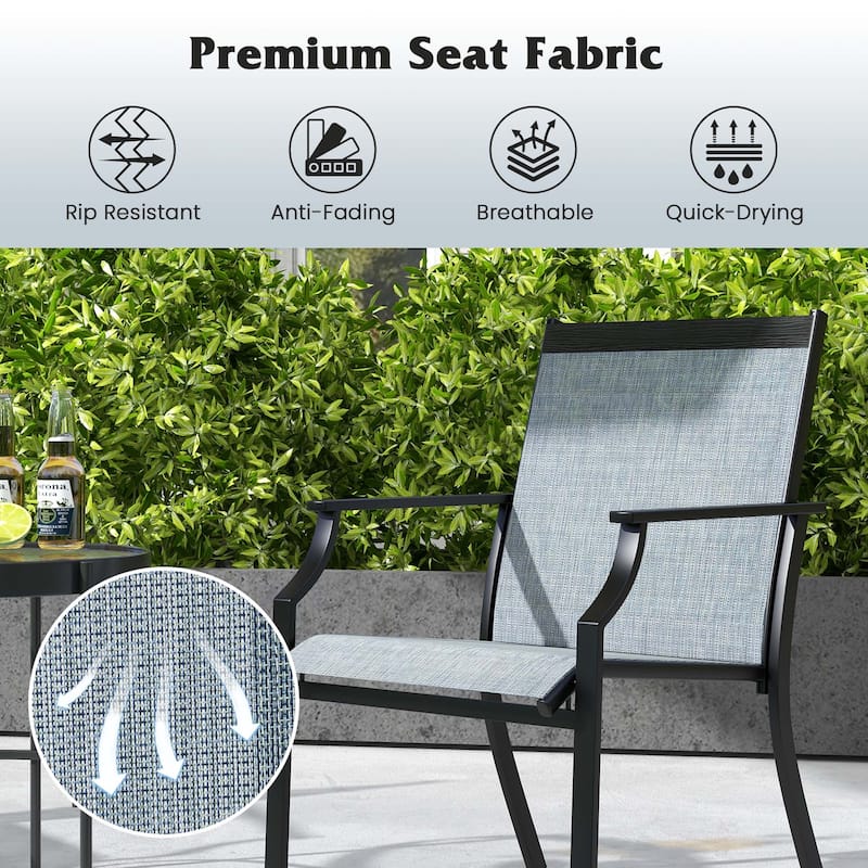 2 PCS Patio Dining Chairs Large Outdoor Chairs Breathable Seat