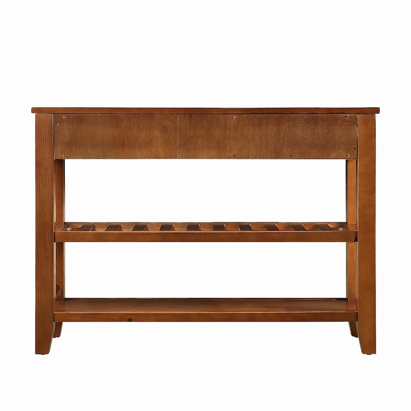 Console Sofa Table with 2 Storage Drawers and 2 Tiers Shelves - Brown