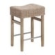 preview thumbnail 28 of 27, Harvey Rattan Bar Stool, Bohemian Counter Height Stool with Woven Seagrass Seat, Solid Wood Legs, and Metal Footrest