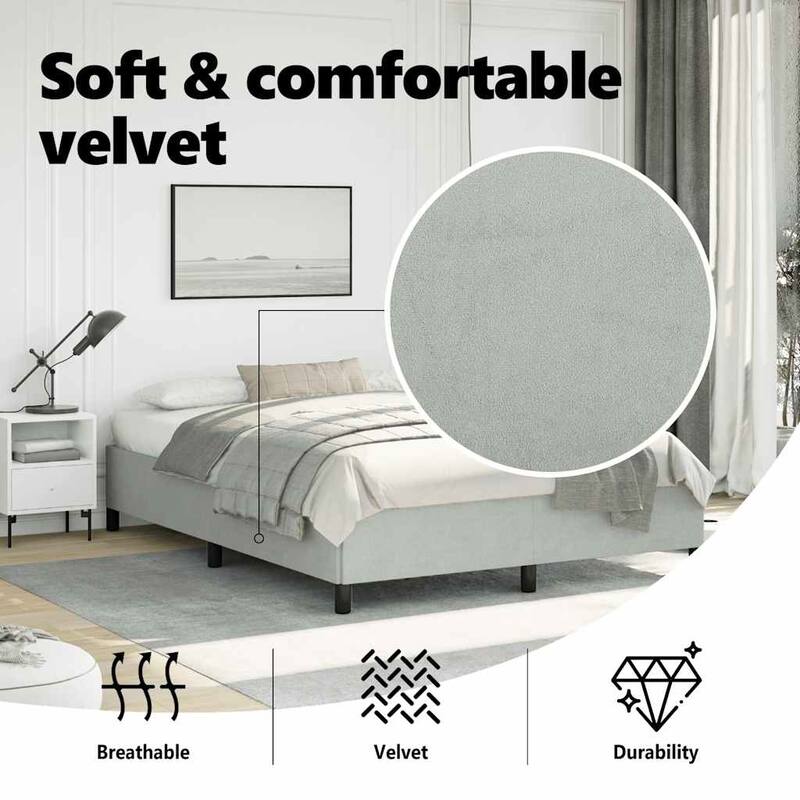 vidaXL Bed Frame, Velvet, No Mattress