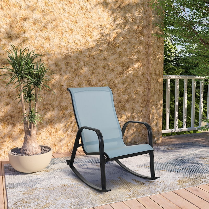Single Iron Frame Removable Teslin Rocking Chair