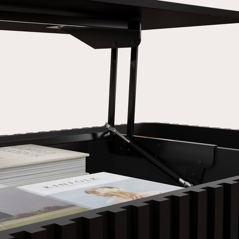 47.24 in Rectangular Fluted Lift-Top Coffee Table with Hidden Open Storage