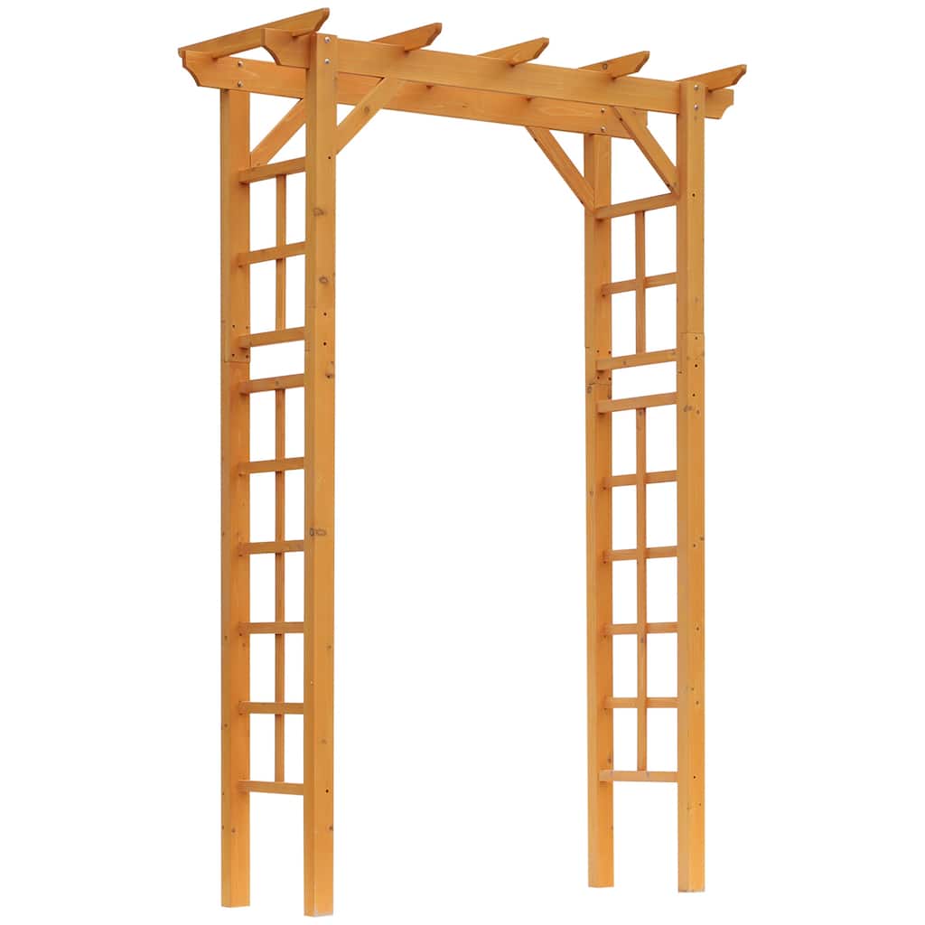 Outsunny 85" Wooden Garden Arbor for Wedding and Ceremony, Outdoor Garden Arch Trellis for Climbing Vines