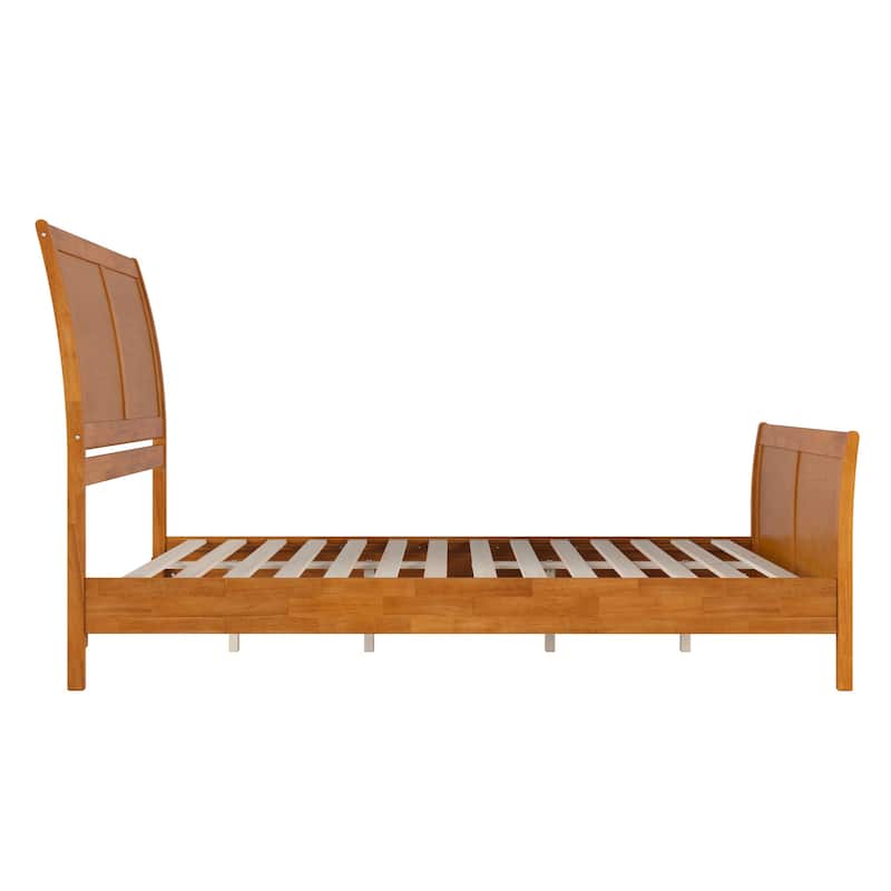 Valencia Solid Wood Low Profile Sleigh Platform Bed with Matching Footboard