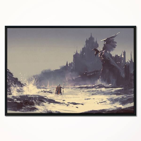 Shop Designart Dark Fantasy Castle Landscape Painting Framed
