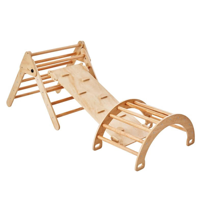 Wood Climbing Toy Set Pine 5-in-1 Play Gym for Kid's