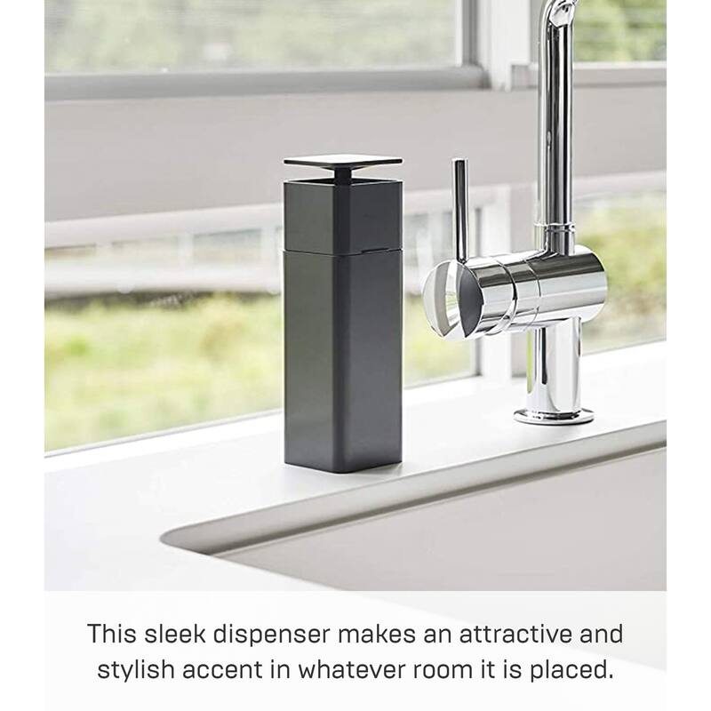 Yamazaki Home Push Soap Dispenser, ABS Plastic, 8.5 fluid oz., 250 milliliters - L 2.17 x W 2.17 x H 7.28 inches