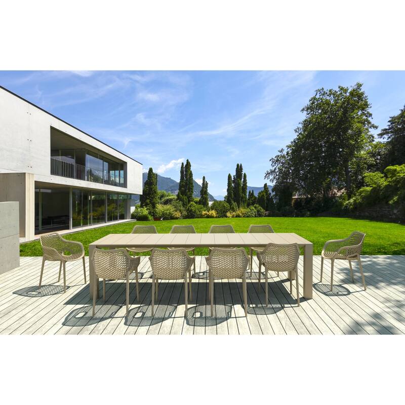 32.25" Taupe Gray Outdoor Patio Dining Arm Chair - Extra Large