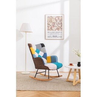 Tufted Upholstered Rocking Chair - Ergonomic Design, Solid Wood Base ...