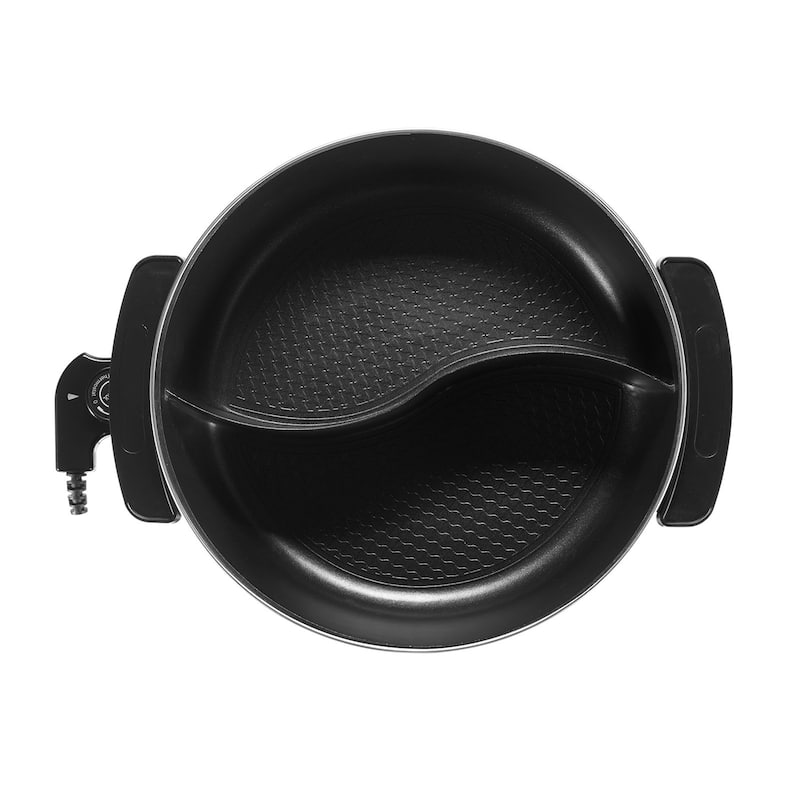 5L Dual-Sided Electric Hot Pot with Stepless Temperature Control Non-Stick Coating and Transparent Glass Lid