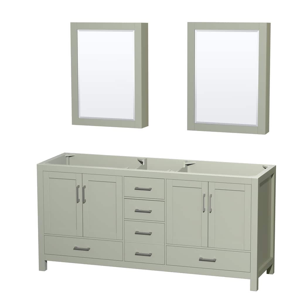 Wyndham Collection Sheffield 72" Hardwood Vanity Cabinet and Two 24"
