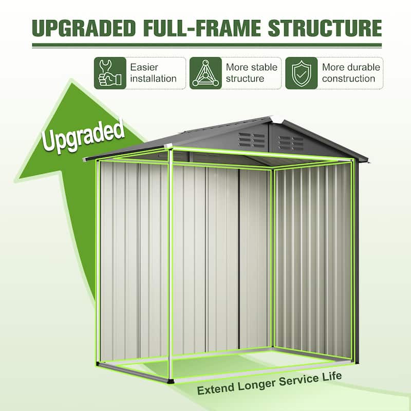 GDFStudio - Lucas All-Weather 6x4 ft Outdoor Storage Shed with Robust Construction and Easy Assembly