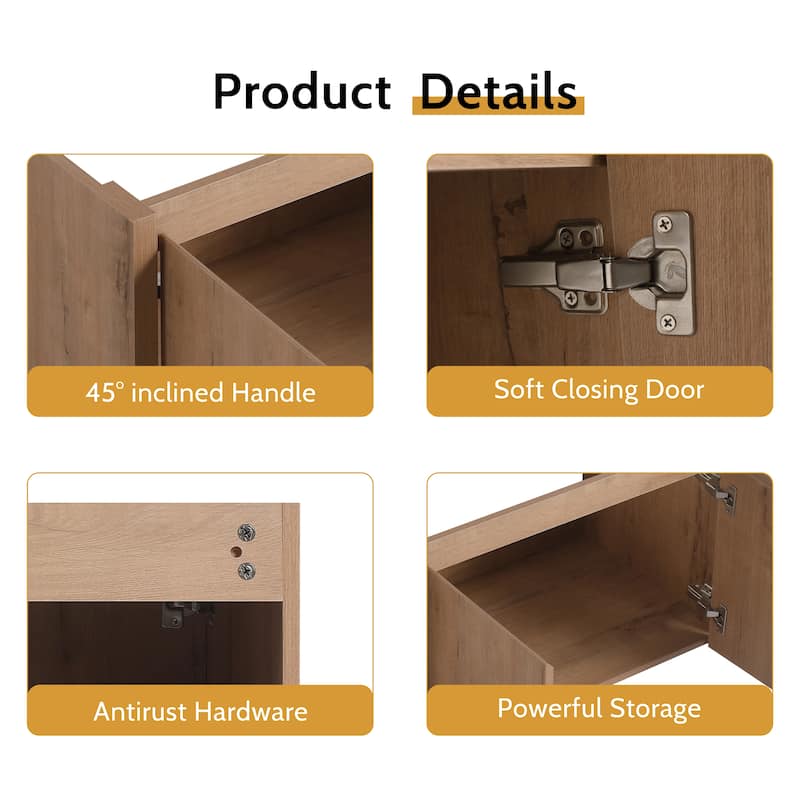 24/30/36/48/60 Inch Floating Bathroom Vanity Cabinet with Soft Close Door (Without Sink)