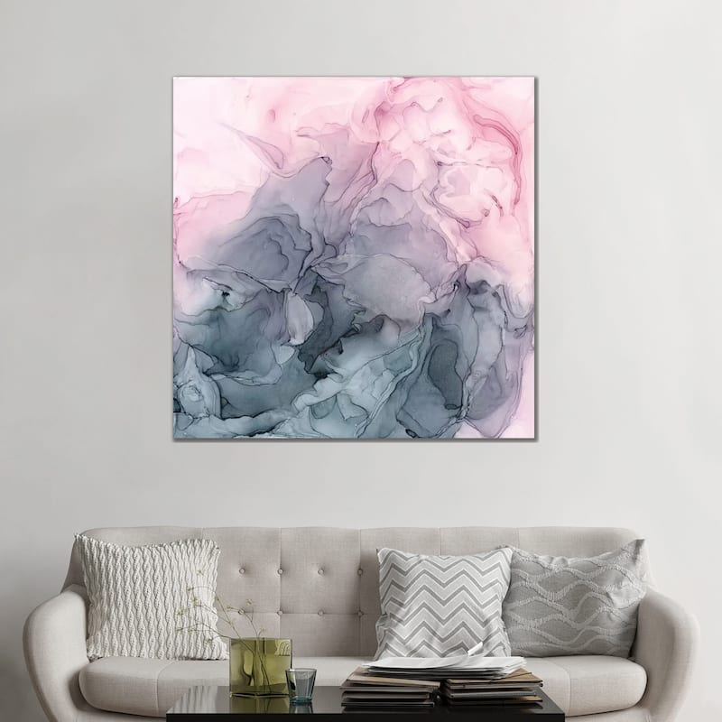 iCanvas "Blush & Paynes Gray Flowing Abstract" by Elizabeth Karlson Canvas Print