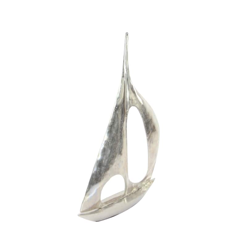 Silver Aluminum Metal Sail Boat Decorative Sculpture
