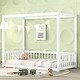 preview thumbnail 13 of 31, American Design Wooden Canopy Twin Size Floor Bed with Fence and Guardrails White