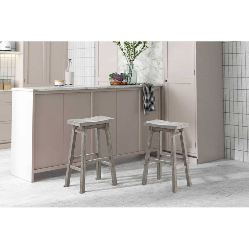 Sonoma Backless Saddle Stool - Set of 2 - Grey - Bar Height