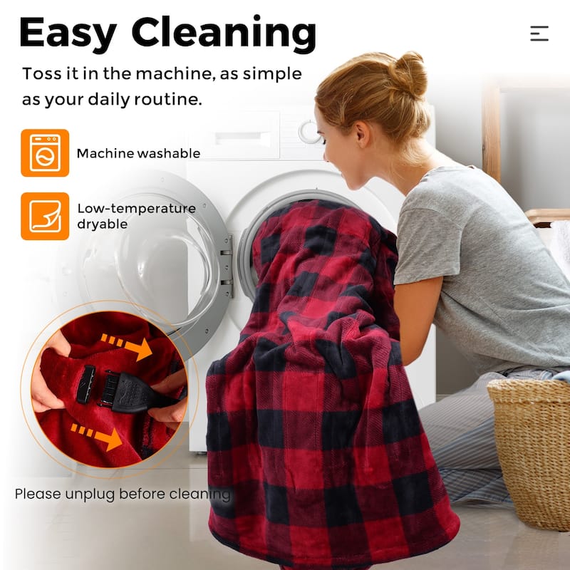 Electric Flannel King Queen Throw Heated Blanket