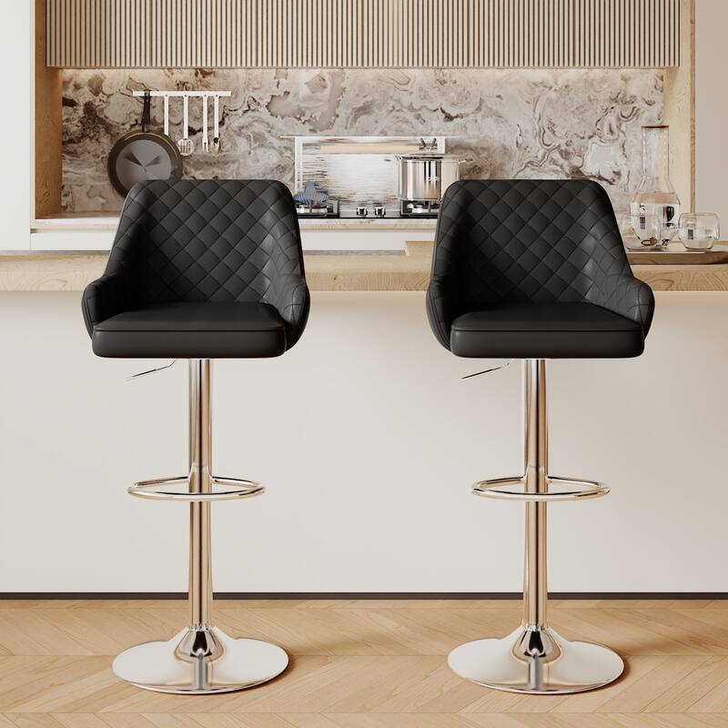VECELO Adjustable Swivel Modern Bar Stools with Backs