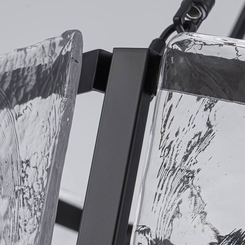 Black/Gold Glass Drum Chandeliers for Dining Room Living Room Entryway - W24.02"