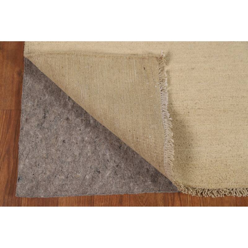 Solid Gabbeh Modern Rug Handmade Beige Wool Carpet - 3'10"x 5'9"