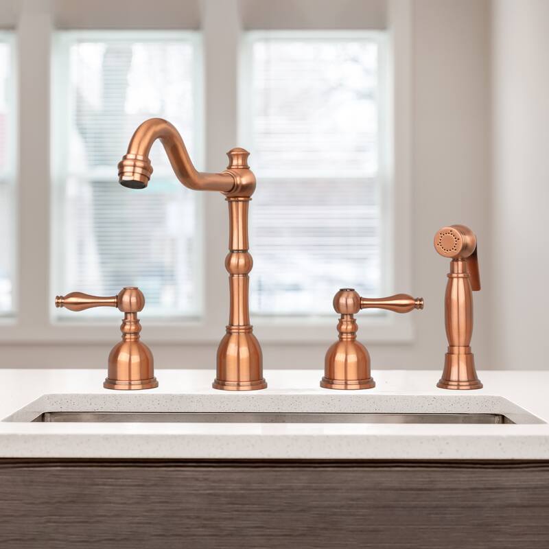 Two-Handles Widespread Kitchen Faucet with Side Sprayer