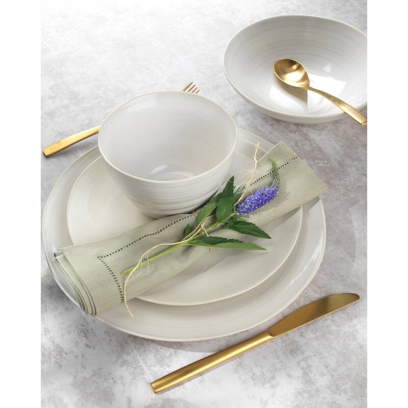 Euro Ceramica Neree 20 Piece Reactive Glaze Stoneware Dinnerware Set - Ivory