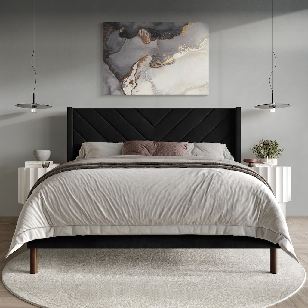 CraftPorch Shabby Chic Velvet Upholstered Bed