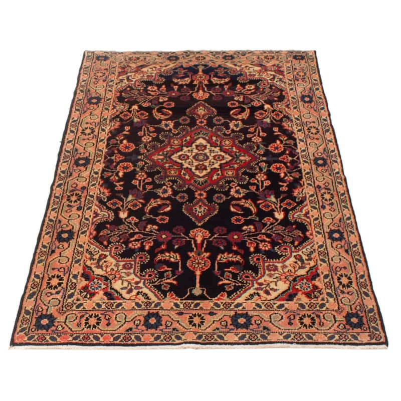 ECARPETGALLERY Hand-knotted Anatolian Vintage Navy Wool Rug - 4'0 x 6'7