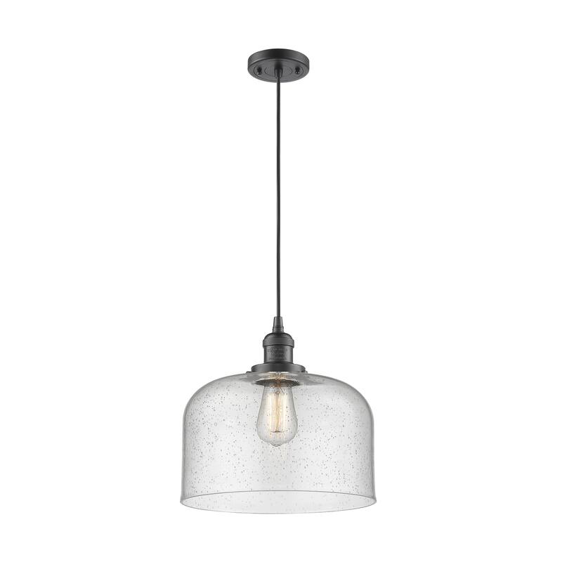 Innovations Lighting Franklin Restoration Bell - 1 Light 12" Cord Hung Mini Pendant - Oil Rubbed Bronze/Seedy
