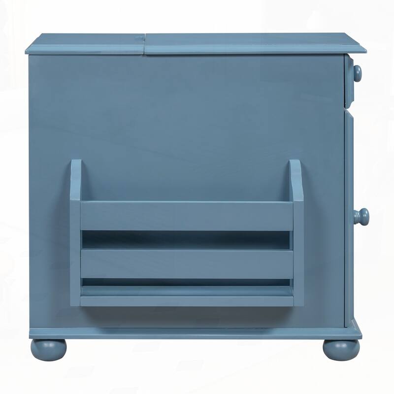 End Table Flip Top Side Table with USB Ports and Bookshelf