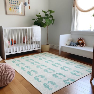 Premium Washable Super Soft Coastal Seahorse Mayfield Rug