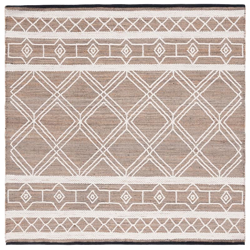 SAFAVIEH Handmade Natural Fiber Aliana Jute & Wool Rug - 6' Square - Natural/Ivory