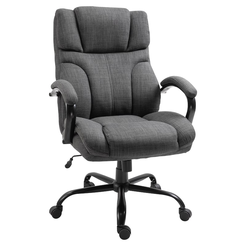 Heavy-Duty Executive Computer Chair for Big and Tall Users, 500lbs Capacity with Breathable Linen Upholstery - Dark Gray