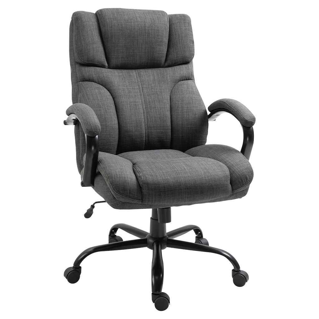 Office Chair with Wide Seat, Ergonomic Executive Computer Chair with Adjustable Height, Swivel Wheels and Linen Finish