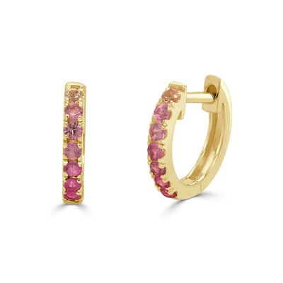 Joelle Collection 14K Yellow Gold Ombre Pink Sapphire Huggie Earrings