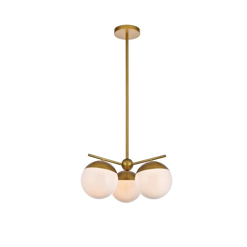 3-Light 21 inch Pendant with Frosted White Glass - Brass
