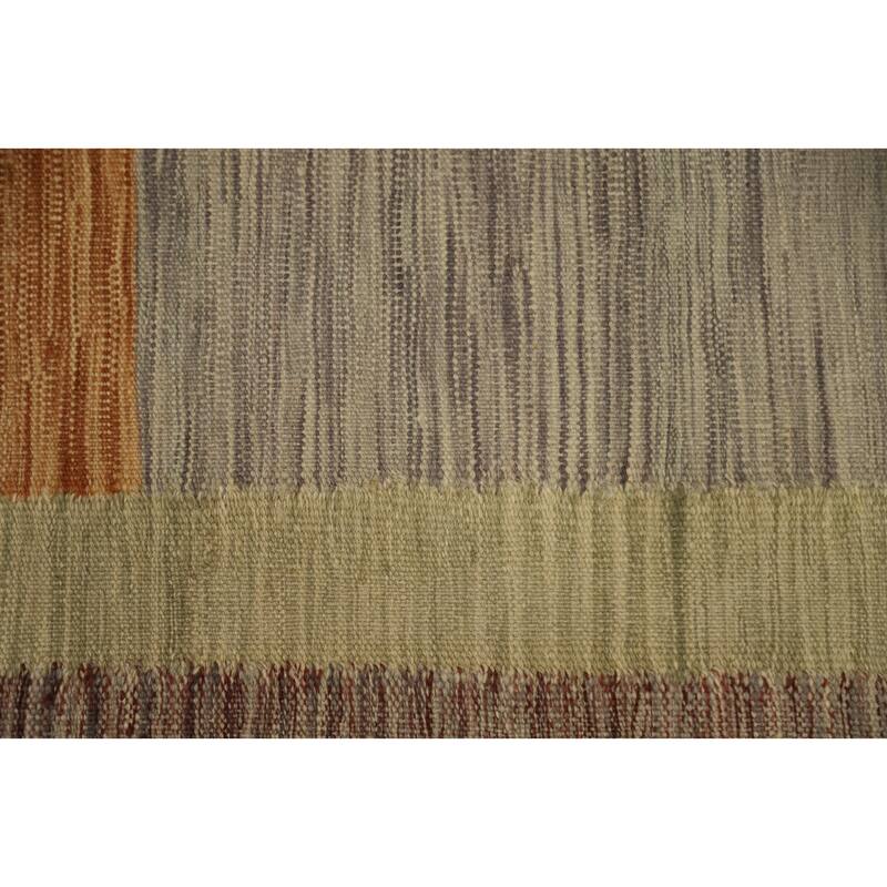 Hand Woven Oriental 100% Wool Carpet Southwestern Modern Greys & Charcoal Kilim Area Rug - 8' 1'' X 4' 11''