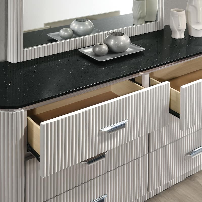 Furniture of America Leander Modern 2-piece Light Gray Solid Wood Dresser and Mirror Set
