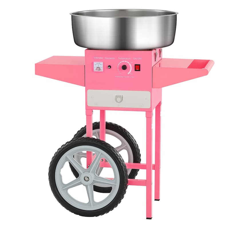 Stainless Steel 1000W Commercial Cotton Candy Machine with Temp Control - 32.24x20.47x37.6 inch