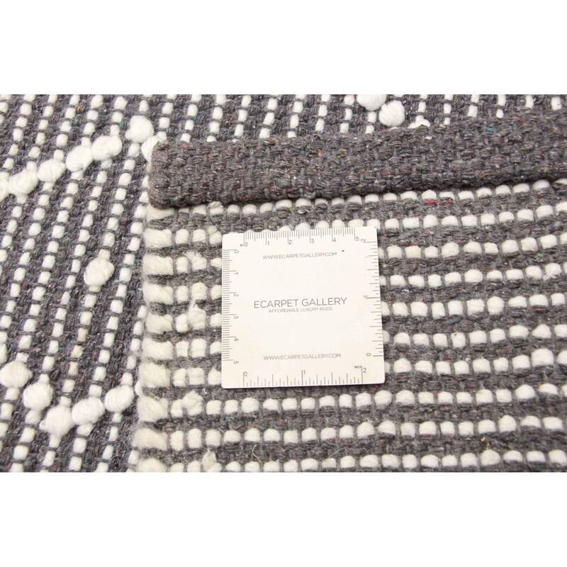 ECARPETGALLERY Braid weave Sienna Grey Wool Rug - 6'2 x 9'3