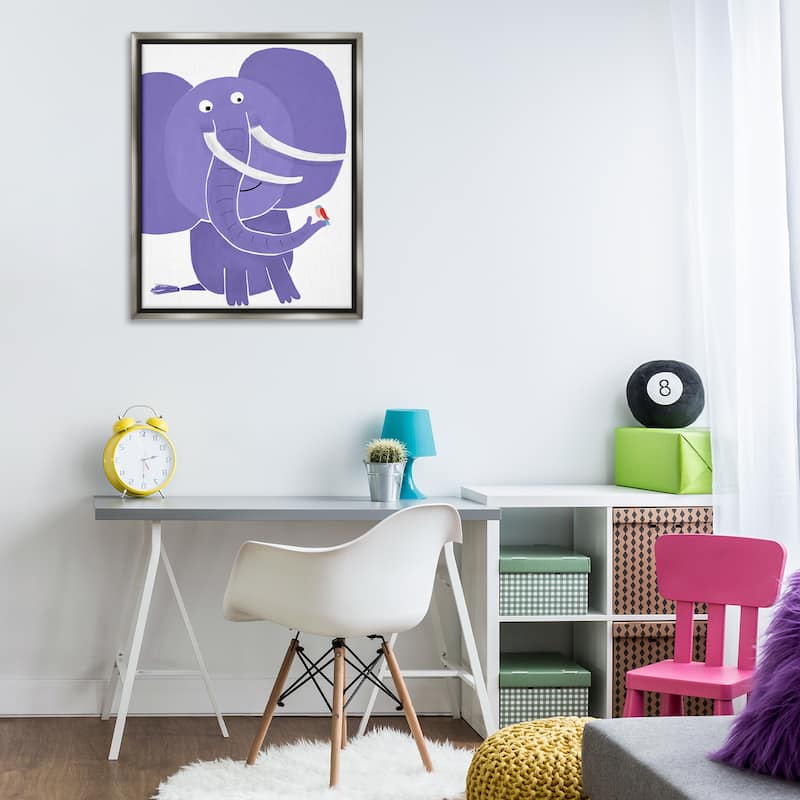 Stupell Elephant & Bird Friends Framed Floater Canvas Wall Art Design By Carla Daly