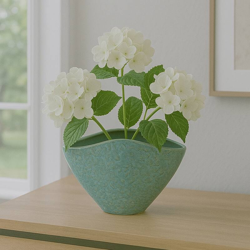 Earthenware Decorative Vase Textured Handmade Elegant Centerpiece